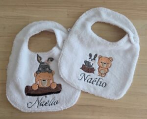 Bavoir ourson prénom Naelio