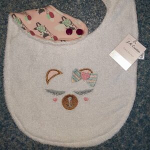 Bavoir brodé personnalisé visage d ourson