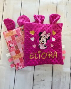 doudou fait main rose minnie eliora personnalisé broderie