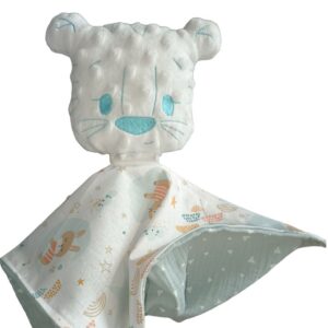 Doudou carré en tissu doux, compagnon câlin pour bébé, fait main